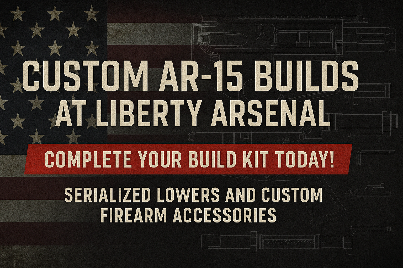 Explore custom AR-15 build kits at Liberty Arsenal, including serialized lowers and tactical accessories. Shop U.S.-made parts with direct shipping and expert support.
